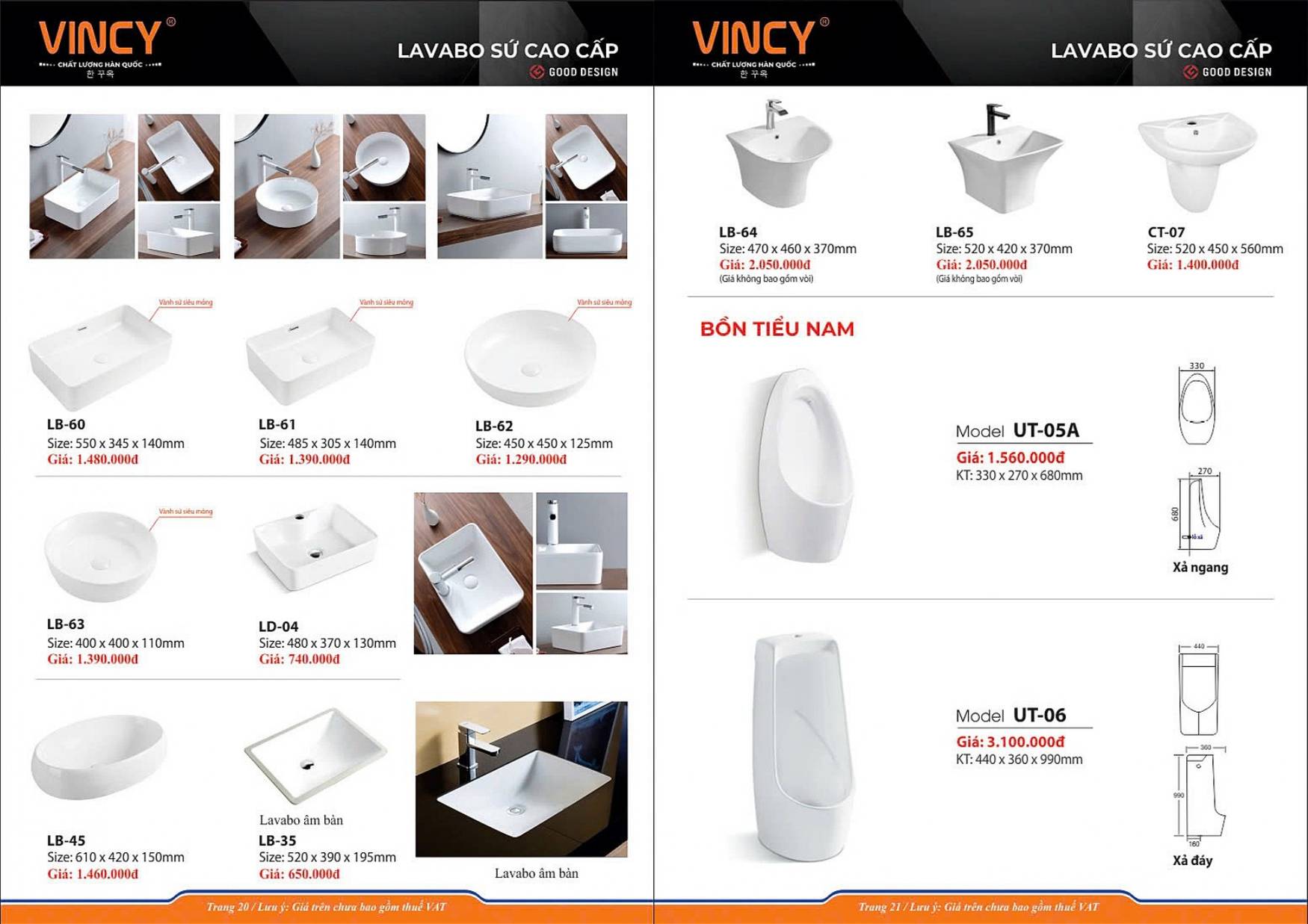 Thiết bị vệ sinh VINCY Catalogue và Bảng giá mới nhất 2025 /Page 11